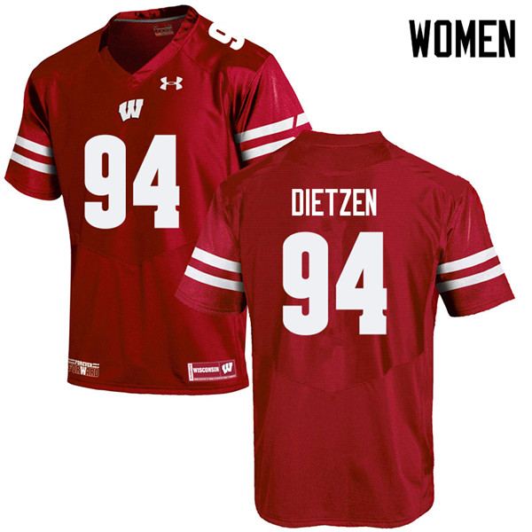 Wisconsin Badgers Women's #94 Boyd Dietzen NCAA Under Armour Authentic Red College Stitched Football Jersey HJ40O50IE
